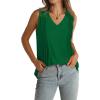 imageWIHOLL Summer Womens Tank Tops Loose Fit Pleated 2025 V Neck Sleeveless Tops CasualS3XLGreen