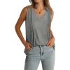imageWIHOLL Summer Womens Tank Tops Loose Fit Pleated 2025 V Neck Sleeveless Tops CasualS3XLGrey