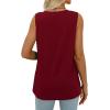 imageWIHOLL Summer Womens Tank Tops Loose Fit Pleated 2025 V Neck Sleeveless Tops CasualS3XLJujube Red