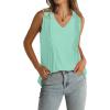 imageWIHOLL Summer Womens Tank Tops Loose Fit Pleated 2025 V Neck Sleeveless Tops CasualS3XLLake Green