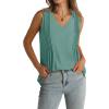 imageWIHOLL Summer Womens Tank Tops Loose Fit Pleated 2025 V Neck Sleeveless Tops CasualS3XLLight Green