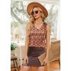 imageWIHOLL Summer Womens Tank Tops Loose Fit Pleated 2025 V Neck Sleeveless Tops CasualS3XLPrints Floral Brown