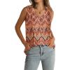 imageWIHOLL Summer Womens Tank Tops Loose Fit Pleated 2025 V Neck Sleeveless Tops CasualS3XLPrints Floral Brown