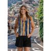 imageWIHOLL Summer Womens Tank Tops Loose Fit Pleated 2025 V Neck Sleeveless Tops CasualS3XLPrints Floral Stripes Blue
