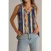 imageWIHOLL Summer Womens Tank Tops Loose Fit Pleated 2025 V Neck Sleeveless Tops CasualS3XLPrints Floral Stripes Blue