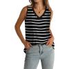 imageWIHOLL Summer Womens Tank Tops Loose Fit Pleated 2025 V Neck Sleeveless Tops CasualS3XLStripe Black