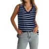 imageWIHOLL Summer Womens Tank Tops Loose Fit Pleated 2025 V Neck Sleeveless Tops CasualS3XLStripe Blue