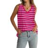 imageWIHOLL Summer Womens Tank Tops Loose Fit Pleated 2025 V Neck Sleeveless Tops CasualS3XLStripe Pink