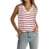 imageWIHOLL Summer Womens Tank Tops Loose Fit Pleated 2025 V Neck Sleeveless Tops CasualS3XLStripe Red