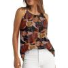 imageWIHOLL Womens Pleated Tank Tops Spaghetti Strap Camisole Halter Tops Curved Hem Fashion 2025Bkhaki Flower