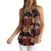 imageWIHOLL Womens Pleated Tank Tops Spaghetti Strap Camisole Halter Tops Curved Hem Fashion 2025Bkhaki Flower