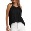 imageWIHOLL Womens Pleated Tank Tops Spaghetti Strap Camisole Halter Tops Curved Hem Fashion 2025Cblack