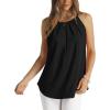 imageWIHOLL Womens Pleated Tank Tops Spaghetti Strap Camisole Halter Tops Curved Hem Fashion 2025Cblack