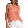 imageWIHOLL Womens Pleated Tank Tops Spaghetti Strap Camisole Halter Tops Curved Hem Fashion 2025Dcoral