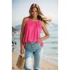 imageWIHOLL Womens Pleated Tank Tops Spaghetti Strap Camisole Halter Tops Curved Hem Fashion 2025Ehot Pink