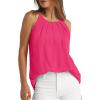 imageWIHOLL Womens Pleated Tank Tops Spaghetti Strap Camisole Halter Tops Curved Hem Fashion 2025Ehot Pink