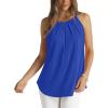 imageWIHOLL Womens Pleated Tank Tops Spaghetti Strap Camisole Halter Tops Curved Hem Fashion 2025Fblue