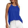 imageWIHOLL Womens Pleated Tank Tops Spaghetti Strap Camisole Halter Tops Curved Hem Fashion 2025Fblue