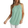 imageWIHOLL Womens Pleated Tank Tops Spaghetti Strap Camisole Halter Tops Curved Hem Fashion 2025Flake Green