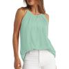 imageWIHOLL Womens Pleated Tank Tops Spaghetti Strap Camisole Halter Tops Curved Hem Fashion 2025Flake Green