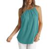 imageWIHOLL Womens Pleated Tank Tops Spaghetti Strap Camisole Halter Tops Curved Hem Fashion 2025Gblue Green