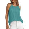imageWIHOLL Womens Pleated Tank Tops Spaghetti Strap Camisole Halter Tops Curved Hem Fashion 2025Gblue Green
