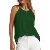 imageWIHOLL Womens Pleated Tank Tops Spaghetti Strap Camisole Halter Tops Curved Hem Fashion 2025Ggreen