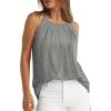 imageWIHOLL Womens Pleated Tank Tops Spaghetti Strap Camisole Halter Tops Curved Hem Fashion 2025Ggrey