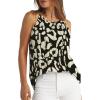 imageWIHOLL Womens Pleated Tank Tops Spaghetti Strap Camisole Halter Tops Curved Hem Fashion 2025Hblack Leopard