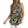 imageWIHOLL Womens Pleated Tank Tops Spaghetti Strap Camisole Halter Tops Curved Hem Fashion 2025Hblack Leopard