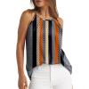 imageWIHOLL Womens Pleated Tank Tops Spaghetti Strap Camisole Halter Tops Curved Hem Fashion 2025Hkhaki Stripe