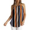 imageWIHOLL Womens Pleated Tank Tops Spaghetti Strap Camisole Halter Tops Curved Hem Fashion 2025Hkhaki Stripe