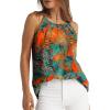 imageWIHOLL Womens Pleated Tank Tops Spaghetti Strap Camisole Halter Tops Curved Hem Fashion 2025Hprint Hawaiian
