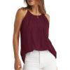 imageWIHOLL Womens Pleated Tank Tops Spaghetti Strap Camisole Halter Tops Curved Hem Fashion 2025Jburgundy