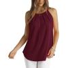imageWIHOLL Womens Pleated Tank Tops Spaghetti Strap Camisole Halter Tops Curved Hem Fashion 2025Jburgundy