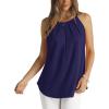 imageWIHOLL Womens Pleated Tank Tops Spaghetti Strap Camisole Halter Tops Curved Hem Fashion 2025Jnavy Blue
