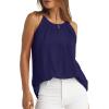 imageWIHOLL Womens Pleated Tank Tops Spaghetti Strap Camisole Halter Tops Curved Hem Fashion 2025Jnavy Blue