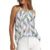 imageWIHOLL Womens Pleated Tank Tops Spaghetti Strap Camisole Halter Tops Curved Hem Fashion 2025Kmulti Leaf