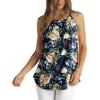 imageWIHOLL Womens Pleated Tank Tops Spaghetti Strap Camisole Halter Tops Curved Hem Fashion 2025Lfloral Blue