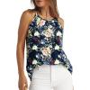 imageWIHOLL Womens Pleated Tank Tops Spaghetti Strap Camisole Halter Tops Curved Hem Fashion 2025Lfloral Blue