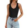 imageWIHOLL Womens Ribbed Tank Tops 2025 Summer V Neck Slim Fitted Tops Casual Basic Knit Sleeveless ShirtsAblack