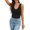 imageWIHOLL Womens Ribbed Tank Tops 2025 Summer V Neck Slim Fitted Tops Casual Basic Knit Sleeveless ShirtsAblack