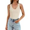 imageWIHOLL Womens Ribbed Tank Tops 2025 Summer V Neck Slim Fitted Tops Casual Basic Knit Sleeveless ShirtsAsand