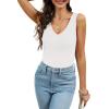 imageWIHOLL Womens Ribbed Tank Tops 2025 Summer V Neck Slim Fitted Tops Casual Basic Knit Sleeveless ShirtsAwhite