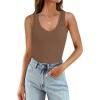 imageWIHOLL Womens Ribbed Tank Tops 2025 Summer V Neck Slim Fitted Tops Casual Basic Knit Sleeveless ShirtsBrown