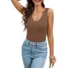 imageWIHOLL Womens Ribbed Tank Tops 2025 Summer V Neck Slim Fitted Tops Casual Basic Knit Sleeveless ShirtsBrown