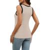 imageWIHOLL Womens Ribbed Tank Tops 2025 Summer V Neck Slim Fitted Tops Casual Basic Knit Sleeveless ShirtsColor Block Beige