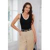 imageWIHOLL Womens Ribbed Tank Tops 2025 Summer V Neck Slim Fitted Tops Casual Basic Knit Sleeveless ShirtsColor Block Black