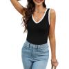 imageWIHOLL Womens Ribbed Tank Tops 2025 Summer V Neck Slim Fitted Tops Casual Basic Knit Sleeveless ShirtsColor Block Black