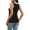 imageWIHOLL Womens Ribbed Tank Tops 2025 Summer V Neck Slim Fitted Tops Casual Basic Knit Sleeveless ShirtsColor Block Black
